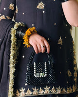 Midnight Black Embroidered Sharara Set