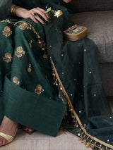 Emerald Green Embroidered Kurta & Farshi Shalwar Set